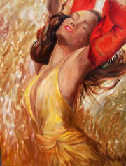 Woman in freedom in gold original painting .jpg