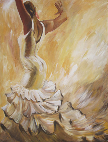 flamenco dancer in white dress acrylic painting on canvas-.jpg